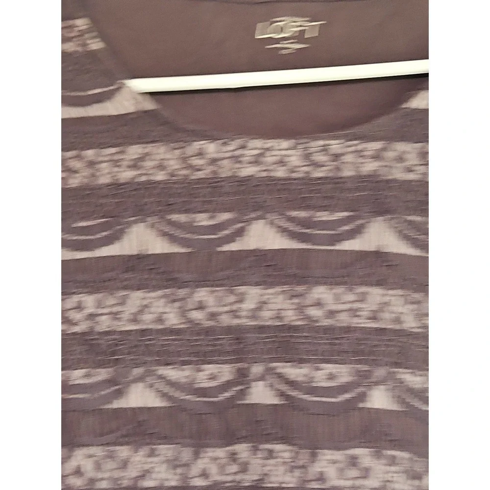 Ann Taylor Loft Women's XS Lace Brown Stripe 3/4 Sleeve Blouse Boho Lightweight - Picture 3 of 9